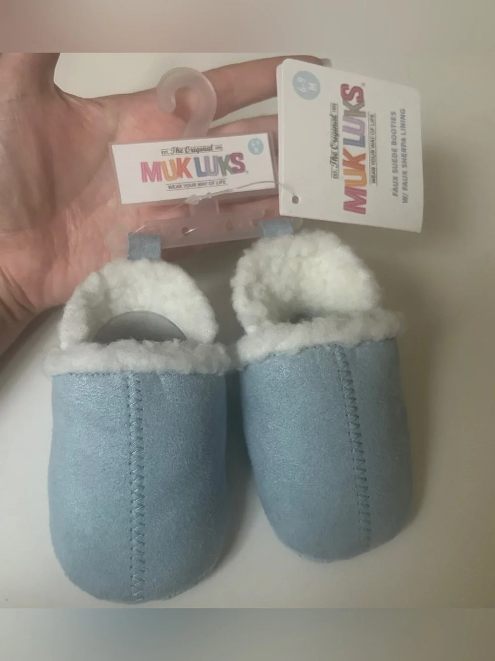 MukLuks Blue baby booties 6-9M